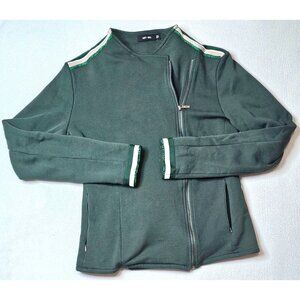 Vtg Saint + Sofia Womens Organic Cotton Green Jacket Size Small Glitter Striping